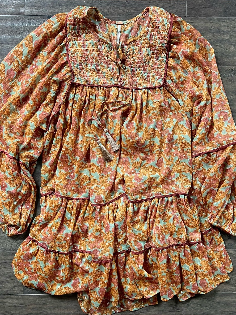 Free People Sheer Floral Boho Hippie Dress